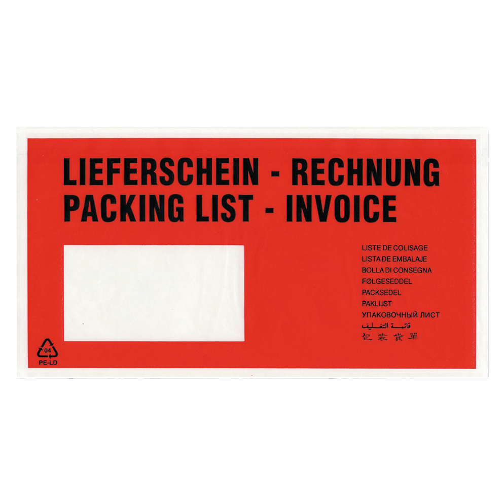 240mm x 117mm + 22,5mm - Begleitpapiertasche "Rechnung/Lieferschein"