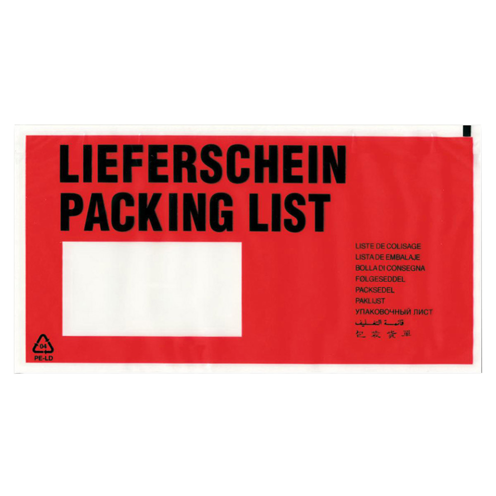 175mm x 117,5mm + 22,5mm - Begleitpapiertasche "Lieferschein/Packing List"